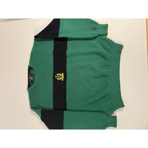 Vintage Blarney Castle Sweater Large Green Irish Wool Crew Neck. Made in Ireland